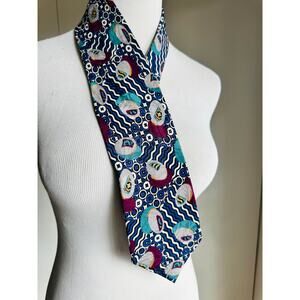 Vintage Mens Tie Silk Geo Print Geoffrey Beene  Accessories  Unisex Menswear